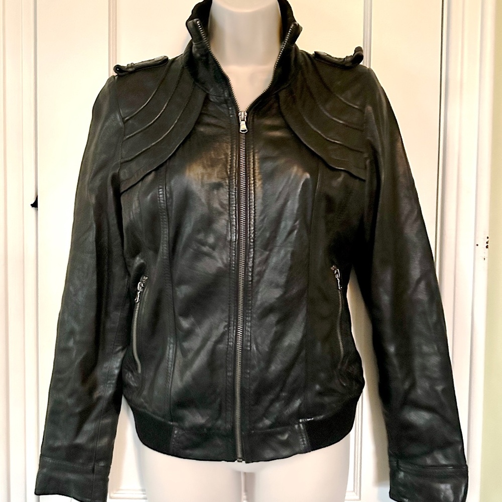 Guess Genuine Leather Moto Jacket